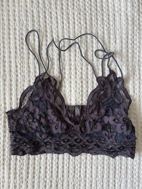 Free People Floral Crochet Lace Bralette in Plum
